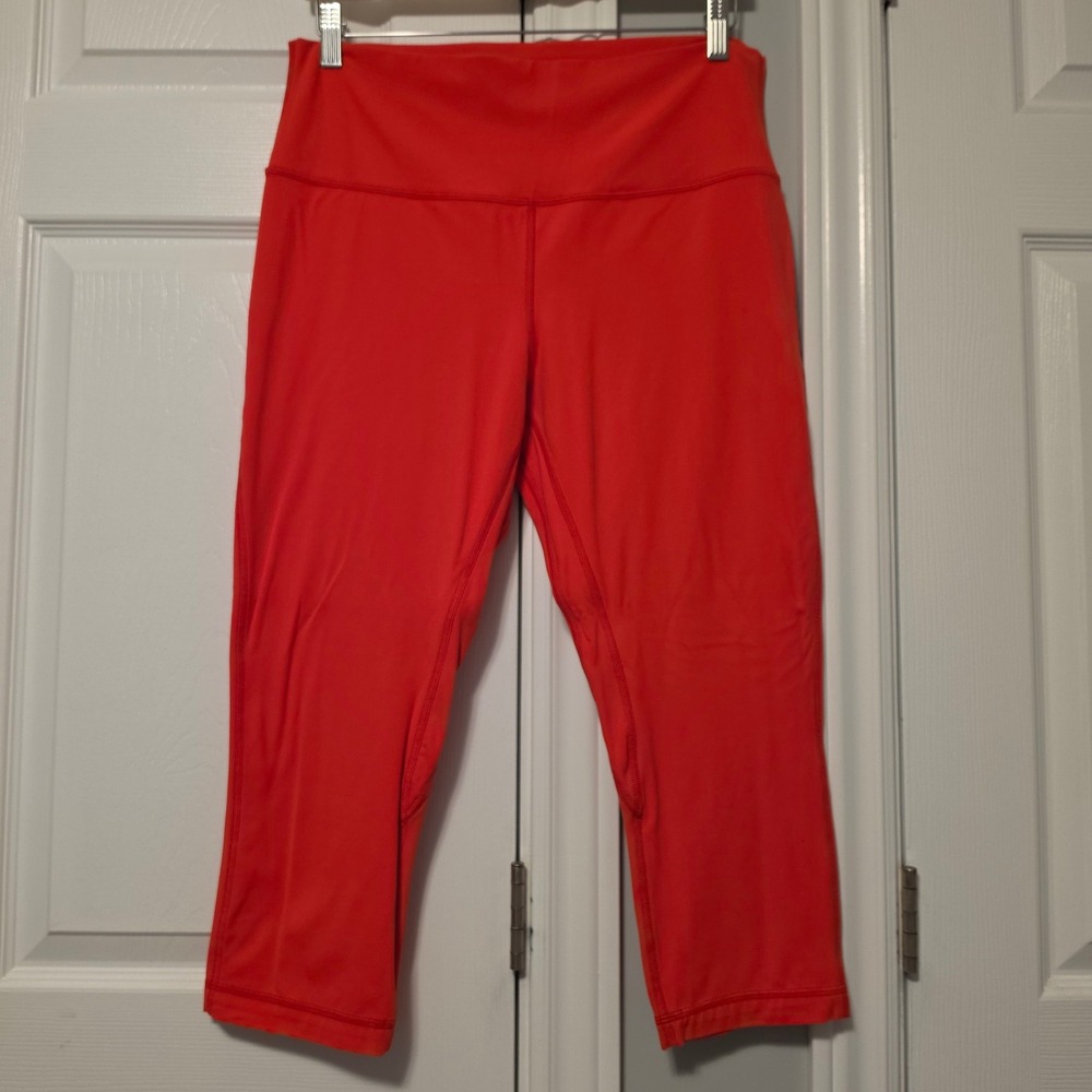 Lululemon Wunder Under High Rise Crop Leggings Solid Red Size 14